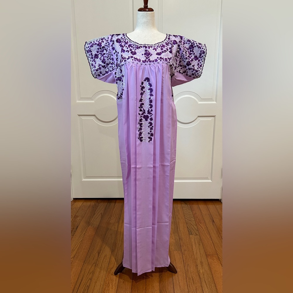 San Antonino Maxi Dress,Oaxaca Mexican dress.Hand Embroidered with Silk Thread.